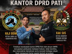 Haji Boim Ketua Lindu Aji Kabupaten Pati Dan Kak Sus Ketua Senopati Demang Wotan Sukolilo Pati Mengecam Keras Perbuatan AMPB Yang Menduduki Kantor DPRD Pati.